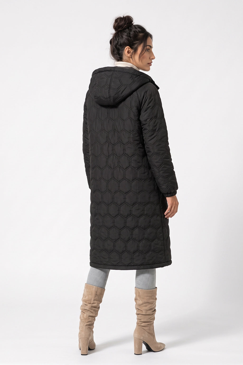 Women's Winter Warm Longline Quilted Coat with Hood