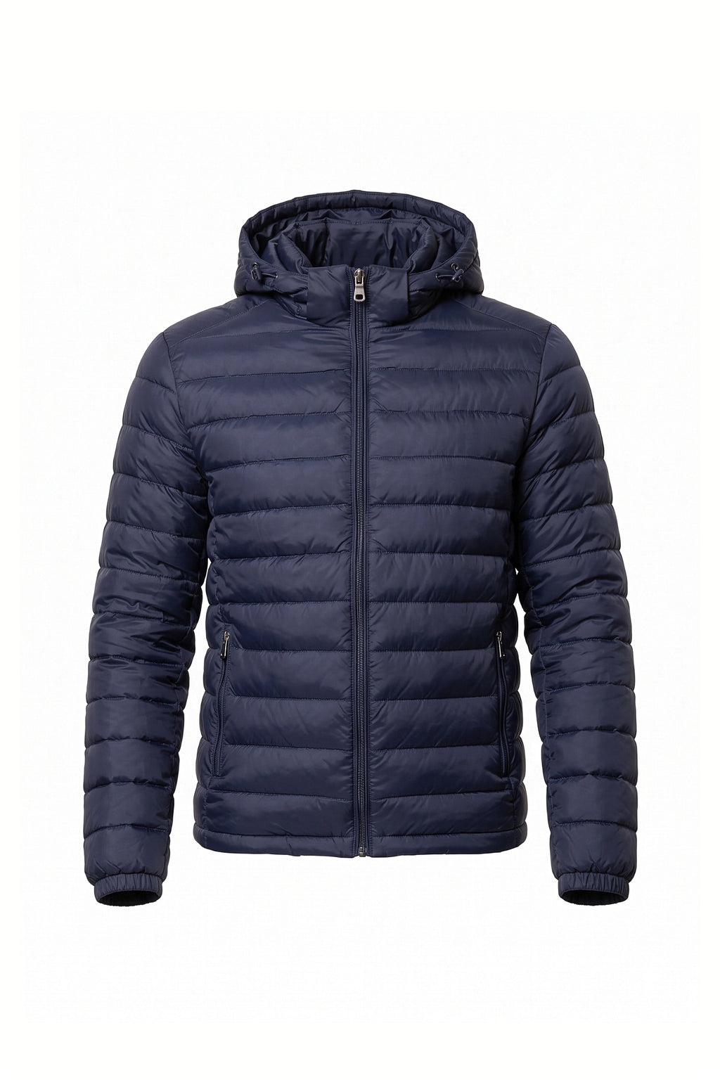 Men's Winter Warm Puffer Jacket with Hood and Zip Pockets