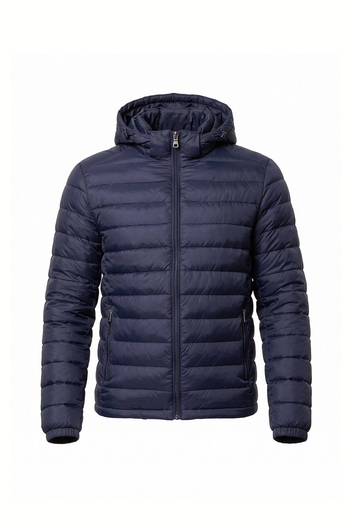 Men's Winter Warm Puffer Jacket with Hood and Zip Pockets
