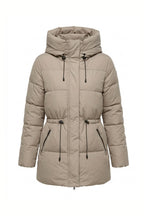 Women’s Winter Warm Hooded Long Puffer Jacket with Adjustable Waist