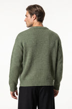 Men’s Winter Warm Chunky Knit Jumper Crew Neck