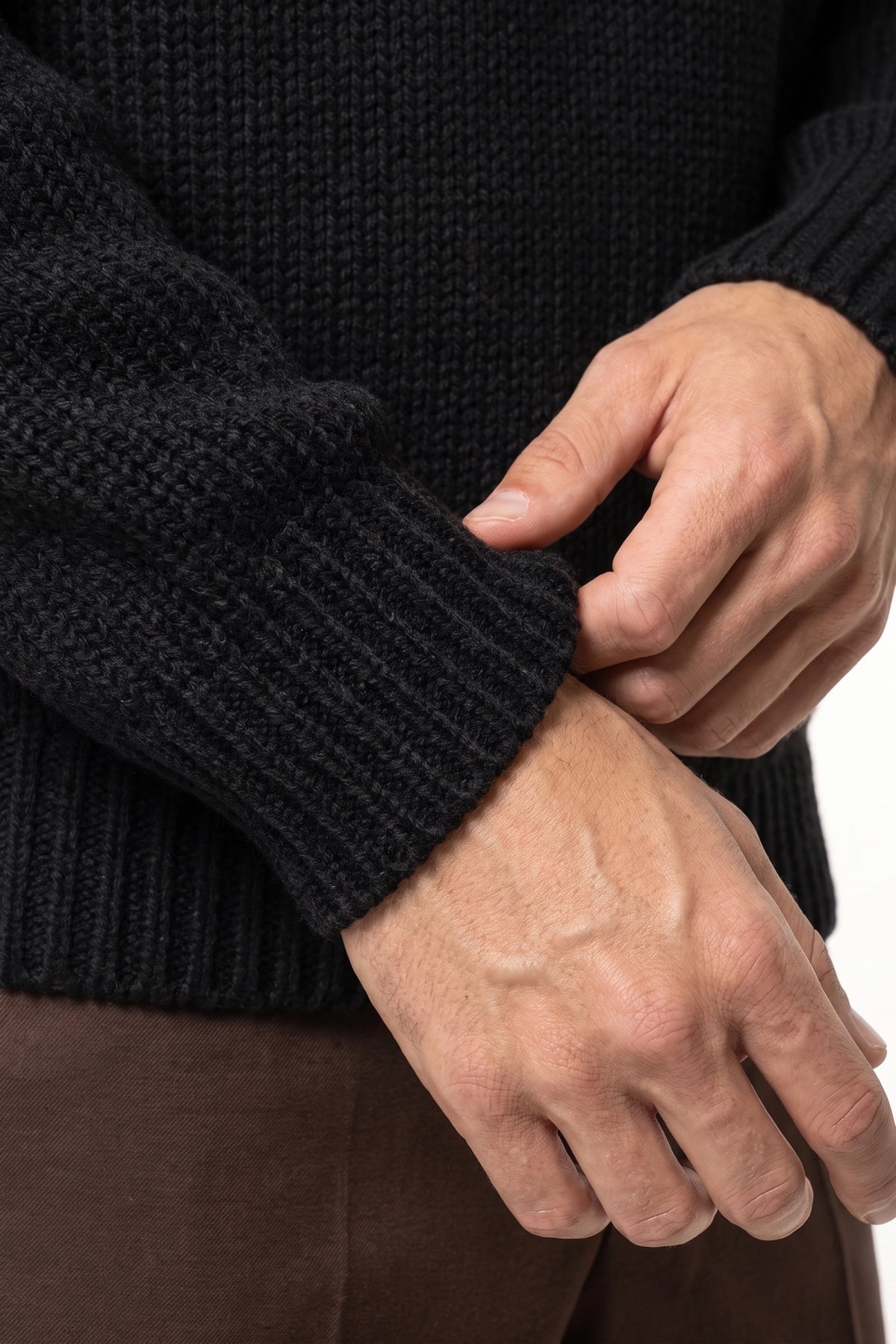 Men’s Winter Warm Chunky Knit Jumper Crew Neck