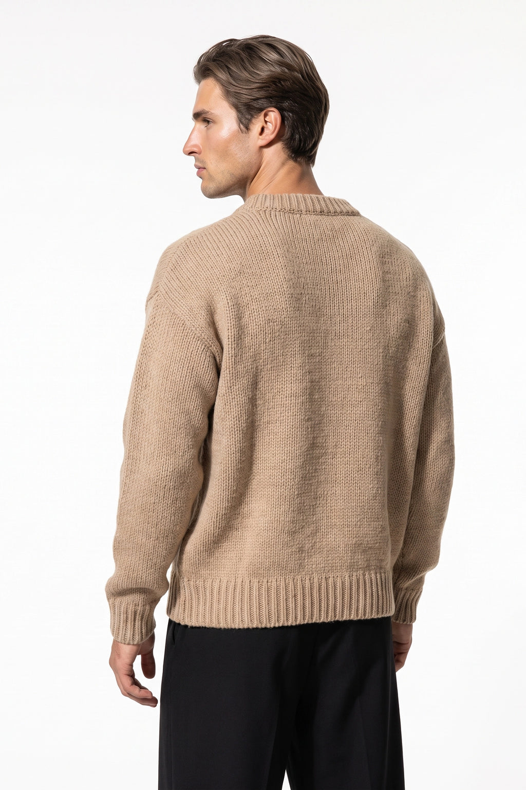 Men’s Winter Warm Chunky Knit Jumper Crew Neck