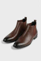 Men’s Comfortable Leather Chelsea Boots Rounded Toe Low Heel