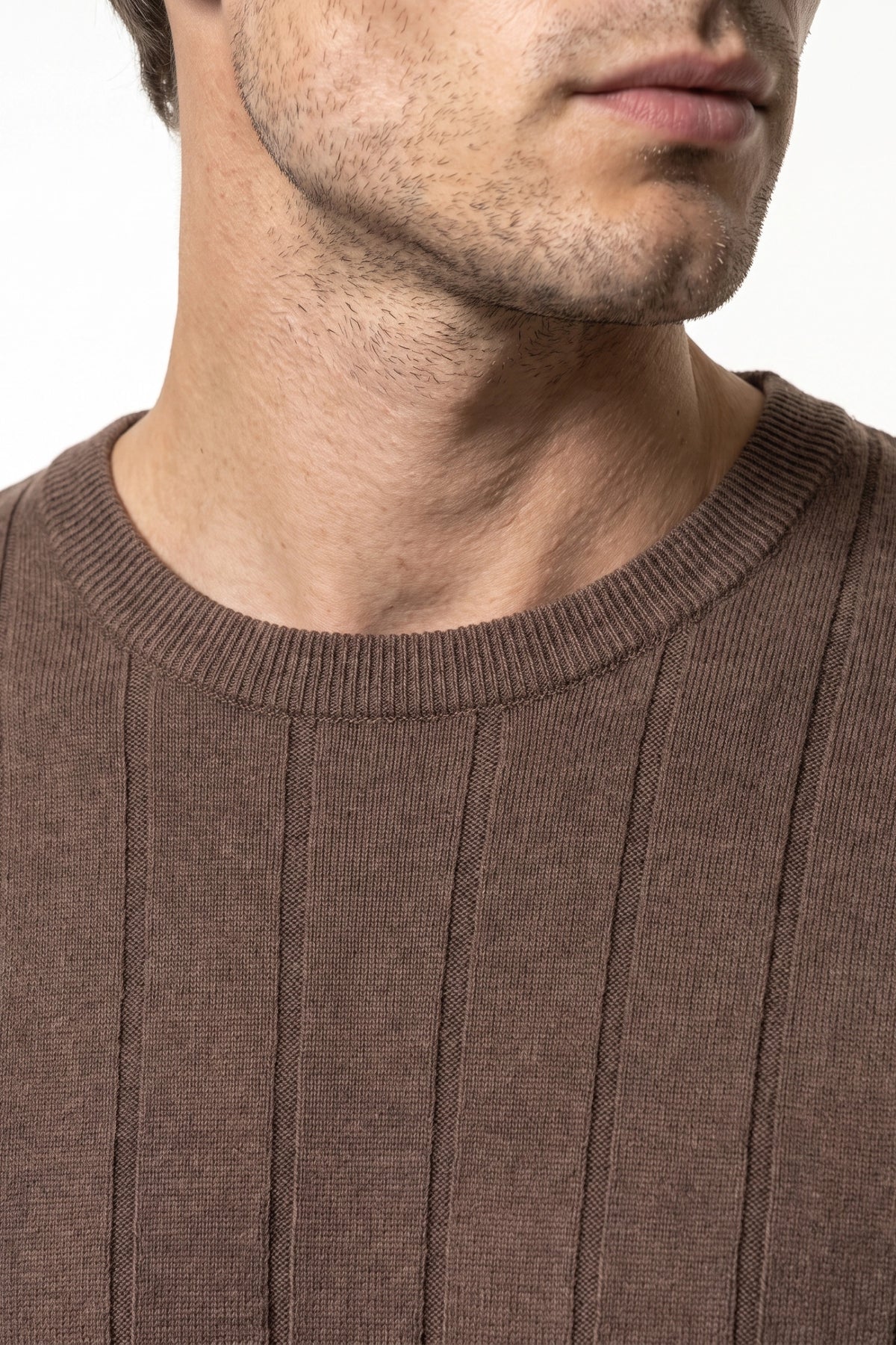 Men’s Winter Warm Ribbed Knit Jumper Crew Neck