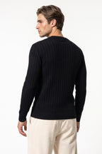Men’s Winter Warm Ribbed Knit Jumper Crew Neck