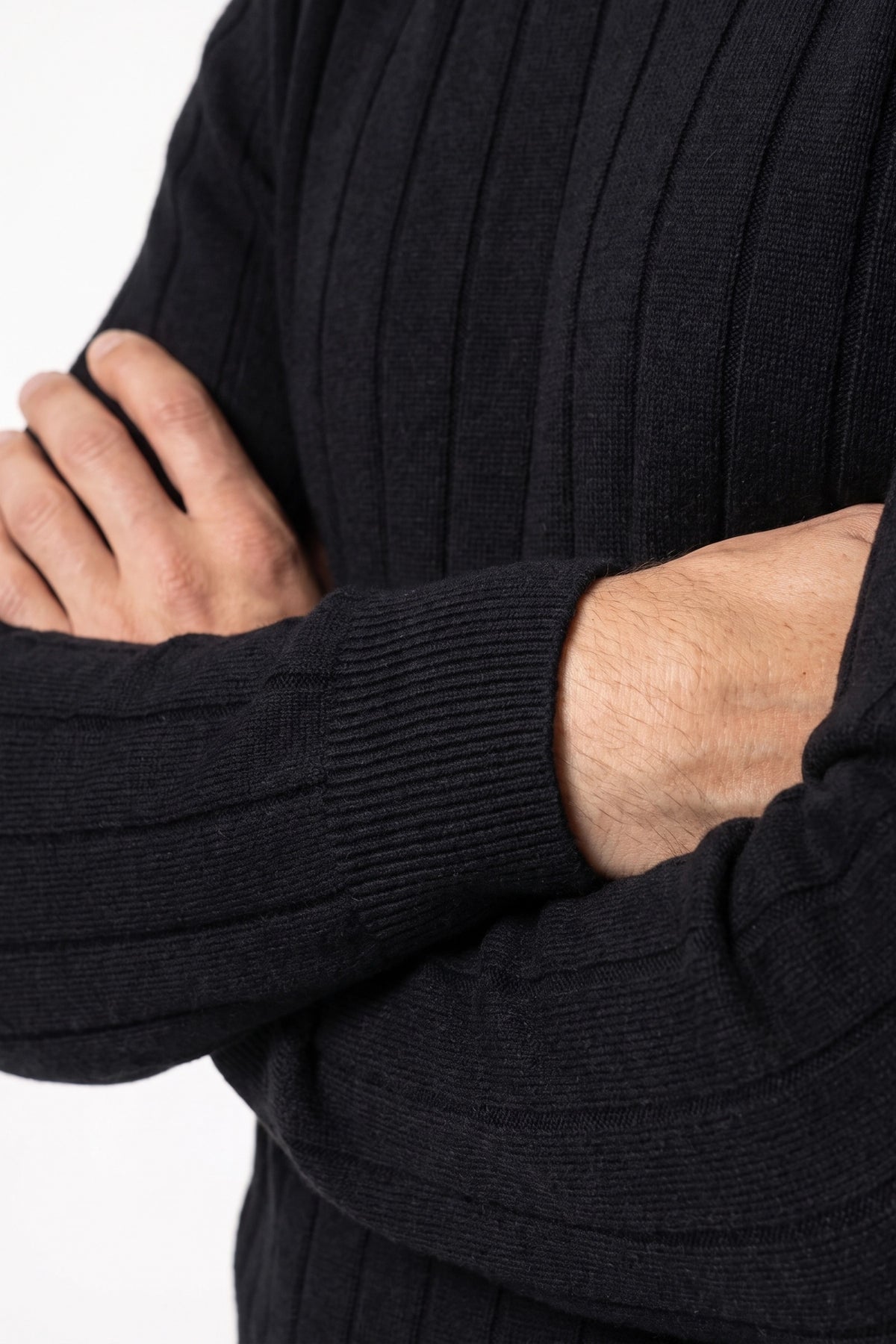 Men’s Winter Warm Ribbed Knit Jumper Crew Neck