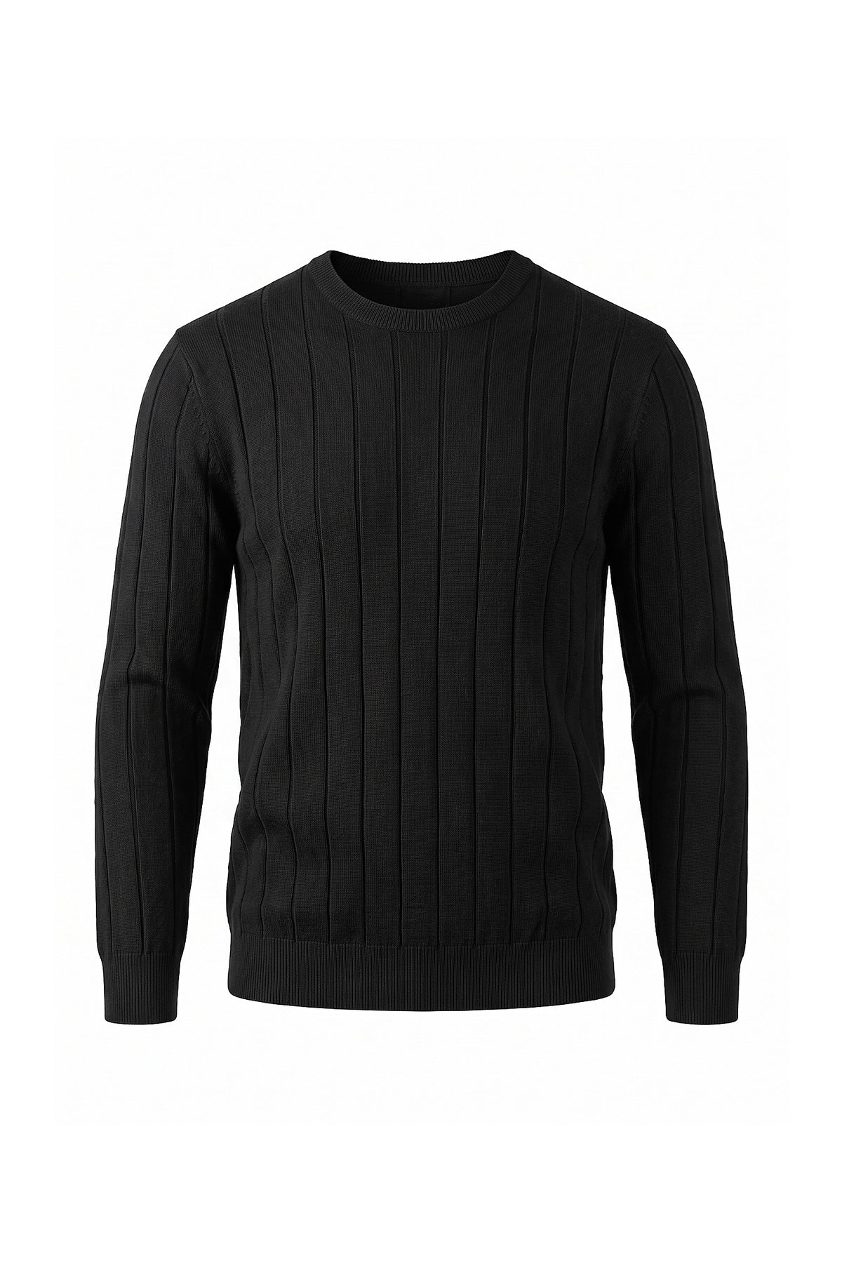 Men’s Winter Warm Ribbed Knit Jumper Crew Neck