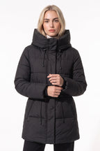 Women’s Winter Warm Hooded Long Puffer Jacket with Adjustable Waist
