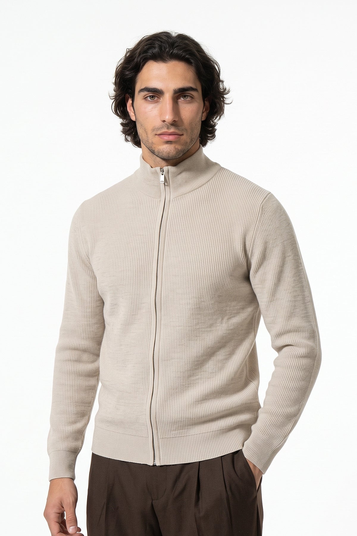Men’s Winter Warm Ribbed Knit Cardigan Full Zip