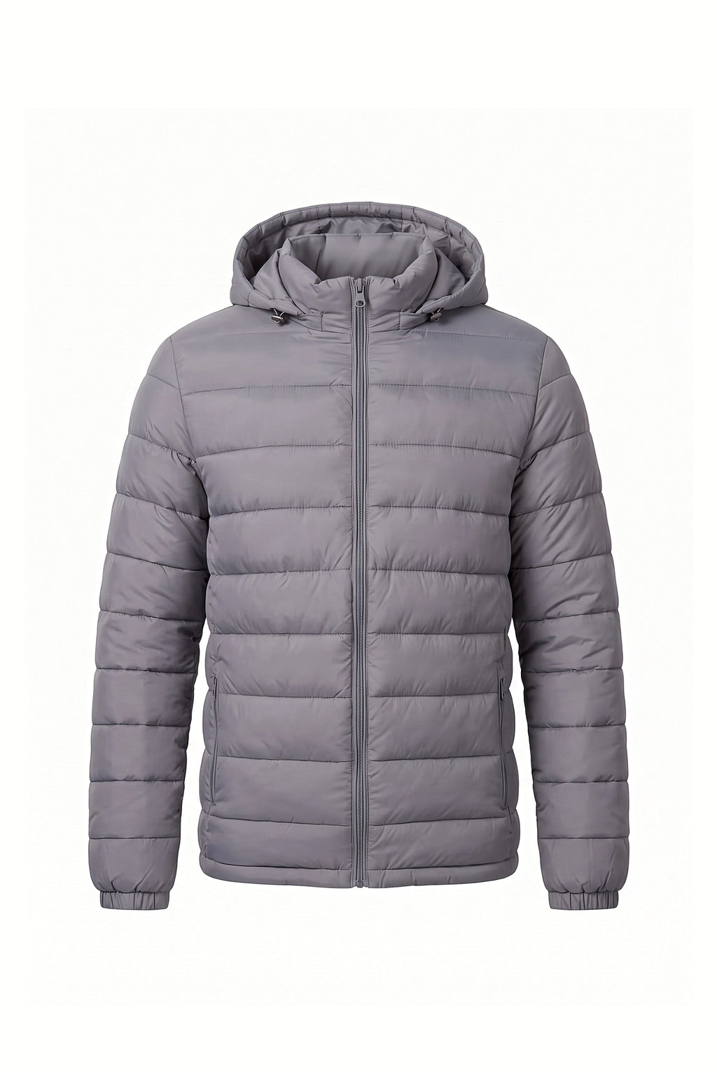 Men's Winter Warm Puffer Jacket with Hood and Zip Pockets