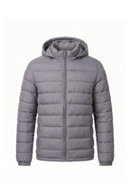 Men's Winter Warm Puffer Jacket with Hood and Zip Pockets