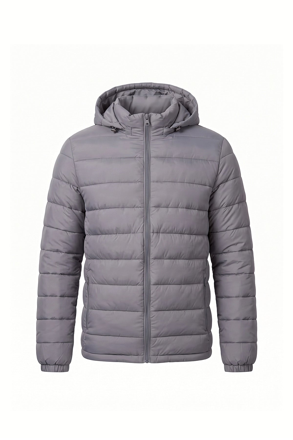 Men's Winter Warm Puffer Jacket with Hood and Zip Pockets