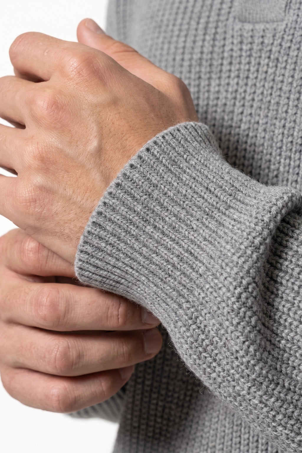Men's Winter Warm Waffle Knit Polo Jumper Relaxed Fit