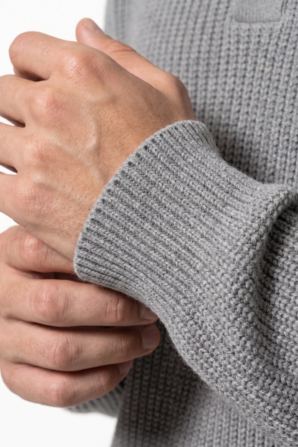 Men's Winter Warm Waffle Knit Polo Jumper Relaxed Fit