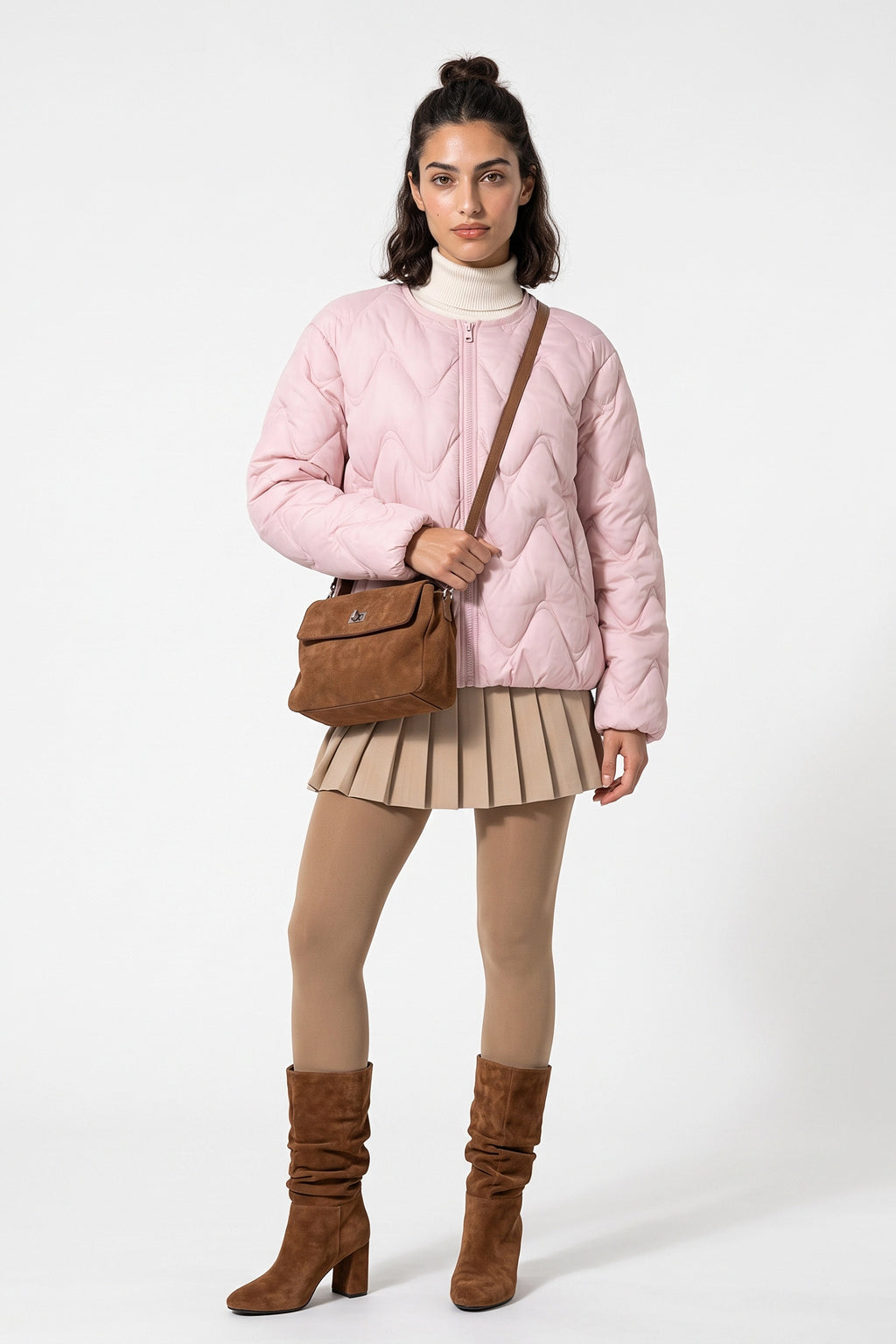 Women's Winter Warm Oversized Wavy Quilted Puffer Jacket