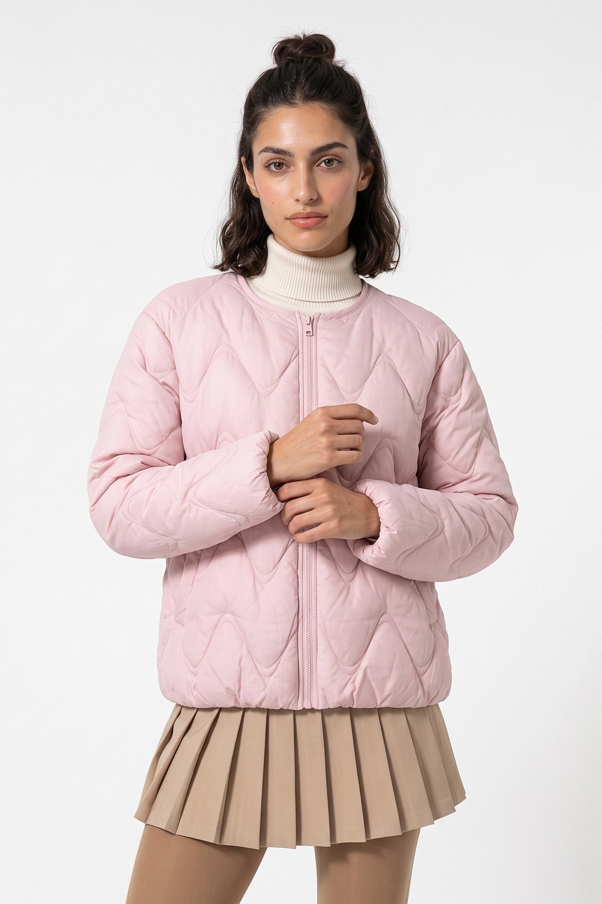 Women's Winter Warm Oversized Wavy Quilted Puffer Jacket
