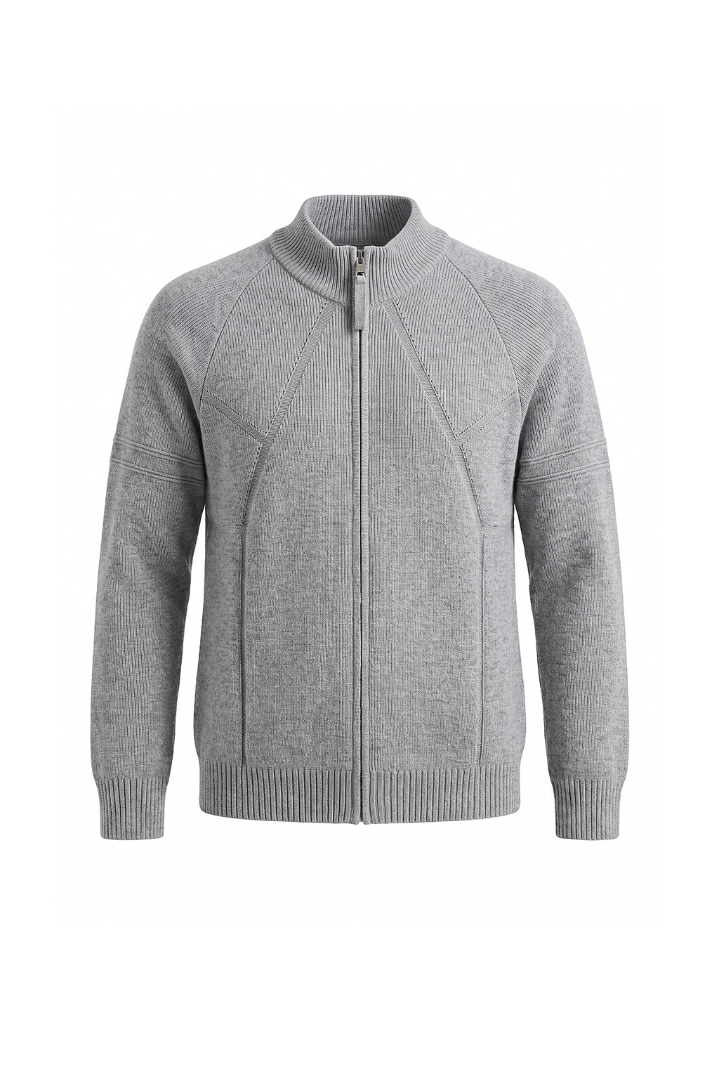 Men's Winter Warm Knitted Cardigan with Full Zip and Stand Collar