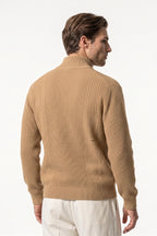 Men’s Winter Warm Textured Knitted Cardigan Stand Collar Full Zip
