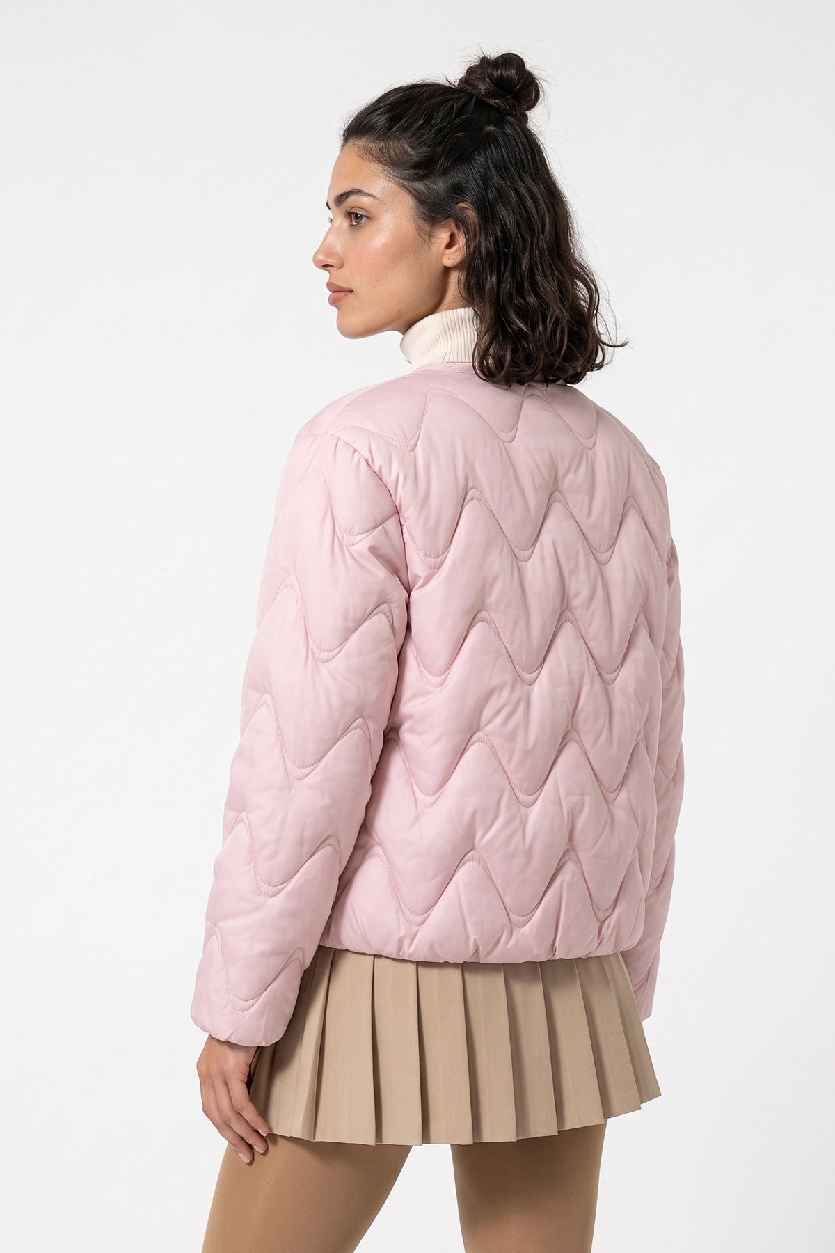 Women's Winter Warm Oversized Wavy Quilted Puffer Jacket