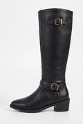Women’s Winter Easy Wear Leather Knee High Boots with Buckle Detail
