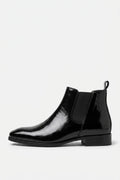 Men’s Easy Wear Glossy Leather Chelsea Boots with Low Heel