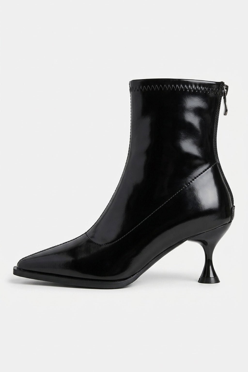 Women’s Pointed Toe High Heeled Ankle Boots with Back Zip