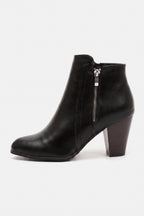 Women's Winter Versatile Leather Ankle Boots Side Zip and Round Toe