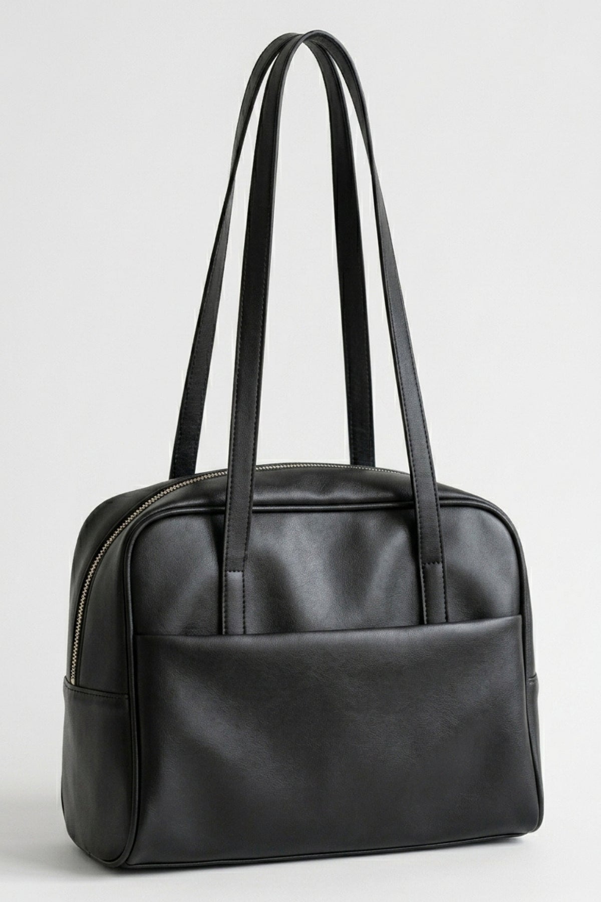 Women's Spacious Leather Shoulder Bag with Double Handle