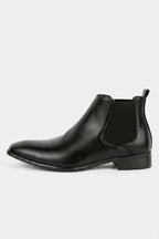 Men’s Comfortable Leather Chelsea Boots Rounded Toe Low Heel