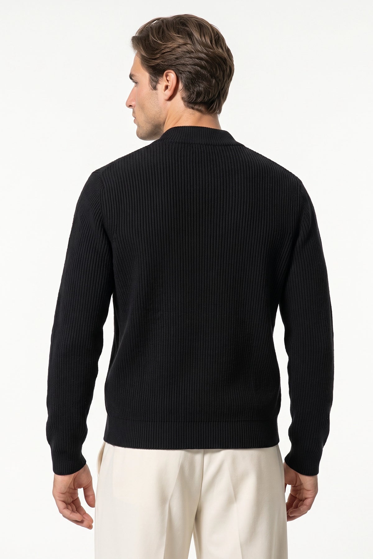 Men’s Winter Warm Ribbed Knit Cardigan Full Zip