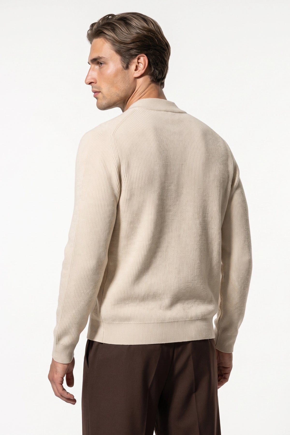 Men’s Winter Warm Ribbed Knit Cardigan Full Zip