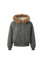 Women's Winter Warm Fleece Lined Bomber Jacket with Faux Fur Hood