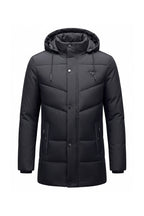 Men’s Winter Warm Longline Puffer Coat with Hood and High Collar