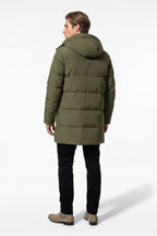 Men’s Winter Warm Longline Puffer Coat with Hood and Full Zip