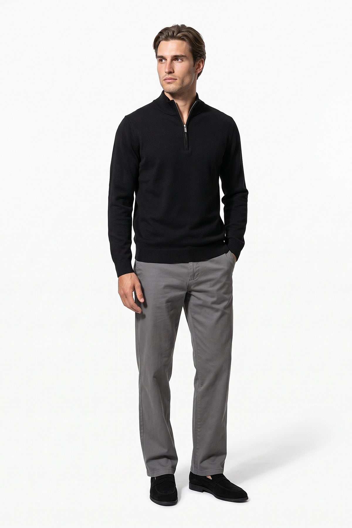 Men’s Winter Comfortable Fine Knit Quarter Zip Jumper