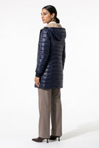 Women’s Winter Warm Fleece Lined Hooded Longline Puffer Coat