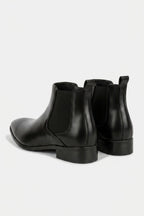 Men’s Comfortable Leather Chelsea Boots Rounded Toe Low Heel