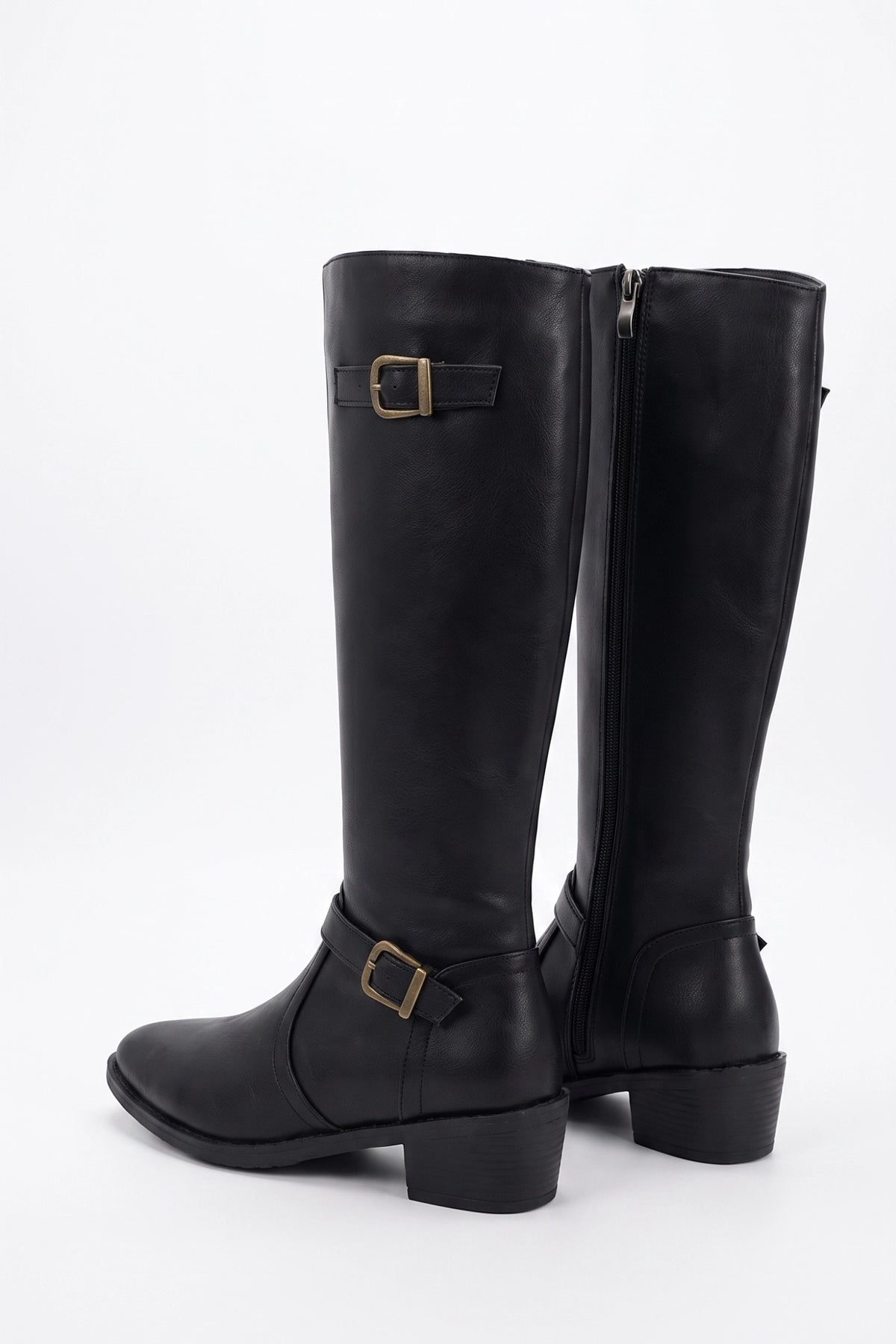 Women’s Winter Knee High Boots with Side Zip and Buckle