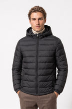 Men's Winter Warm Puffer Jacket with Hood and Zip Pockets