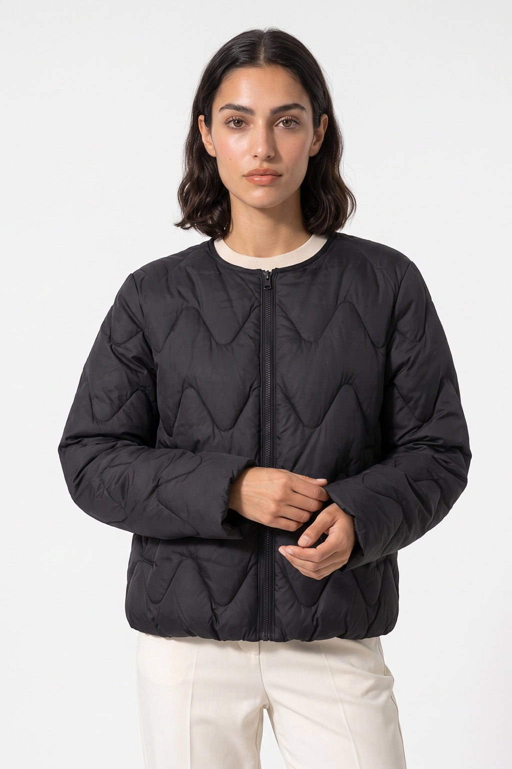 Women's Winter Warm Oversized Wavy Quilted Puffer Jacket