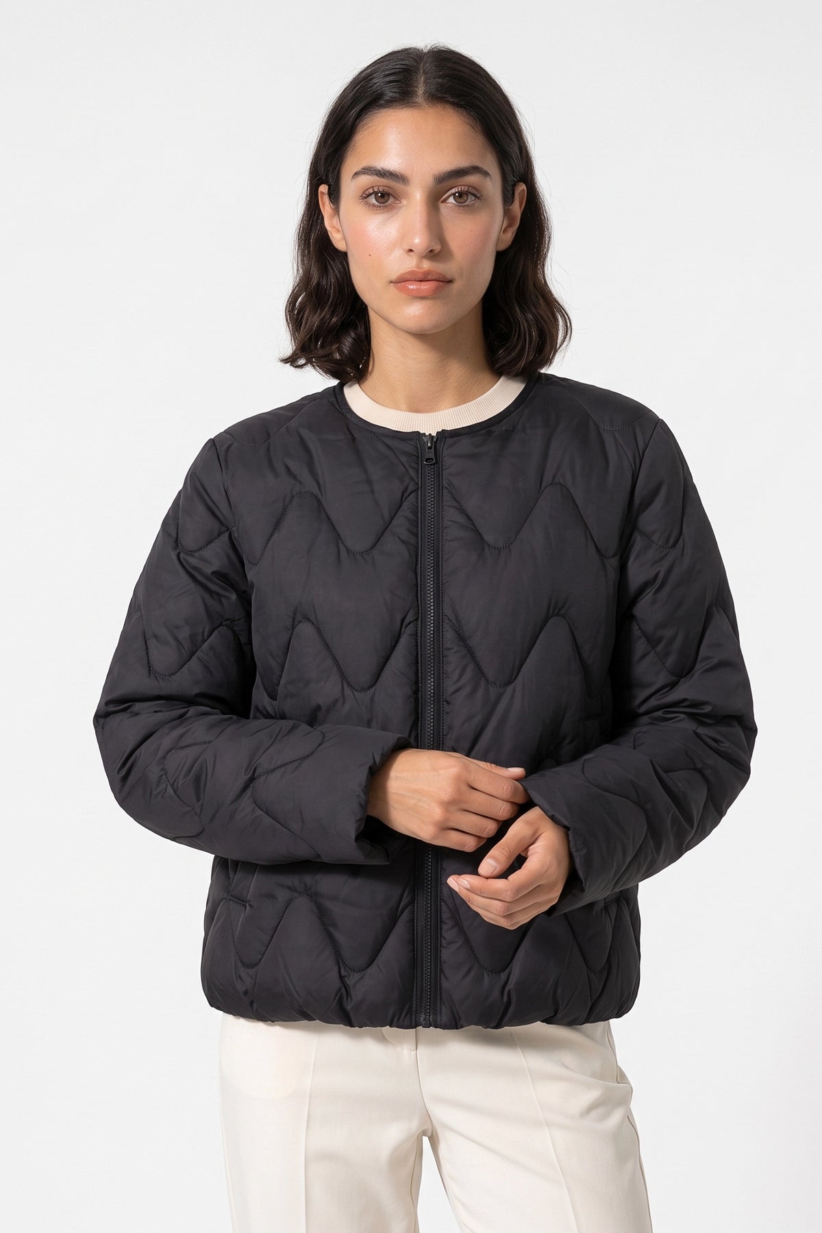 Women's Winter Warm Oversized Wavy Quilted Puffer Jacket
