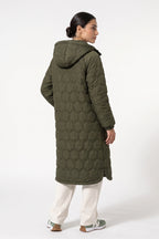 Women's Winter Warm Longline Quilted Coat with Hood