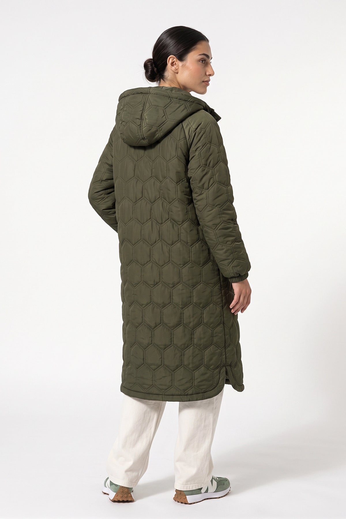 Women's Winter Warm Longline Quilted Coat with Hood