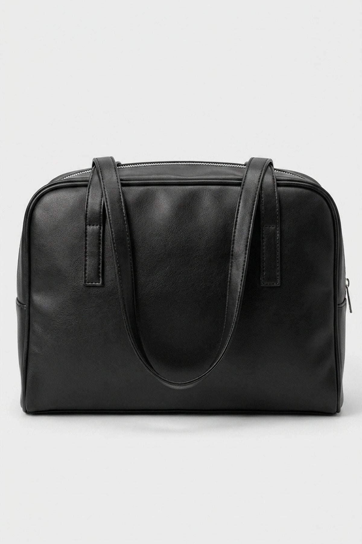 Women's Spacious Leather Shoulder Bag with Double Handle