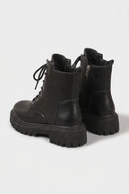 Women’s Winter Lace Up Side Zip Black Ankle Boots