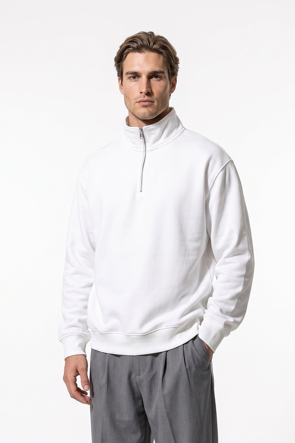 Men’s Winter Comfortable Quarter Zip Jumper High Collar