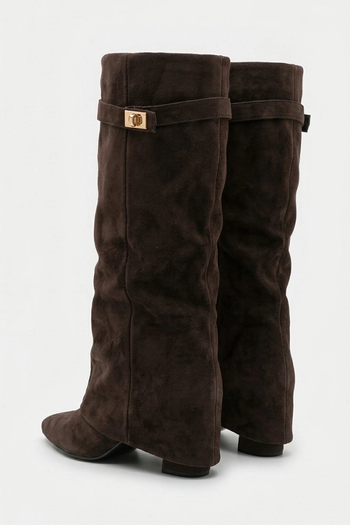 Women’s Slouch Pointed Toe Knee High Boots Low Heel
