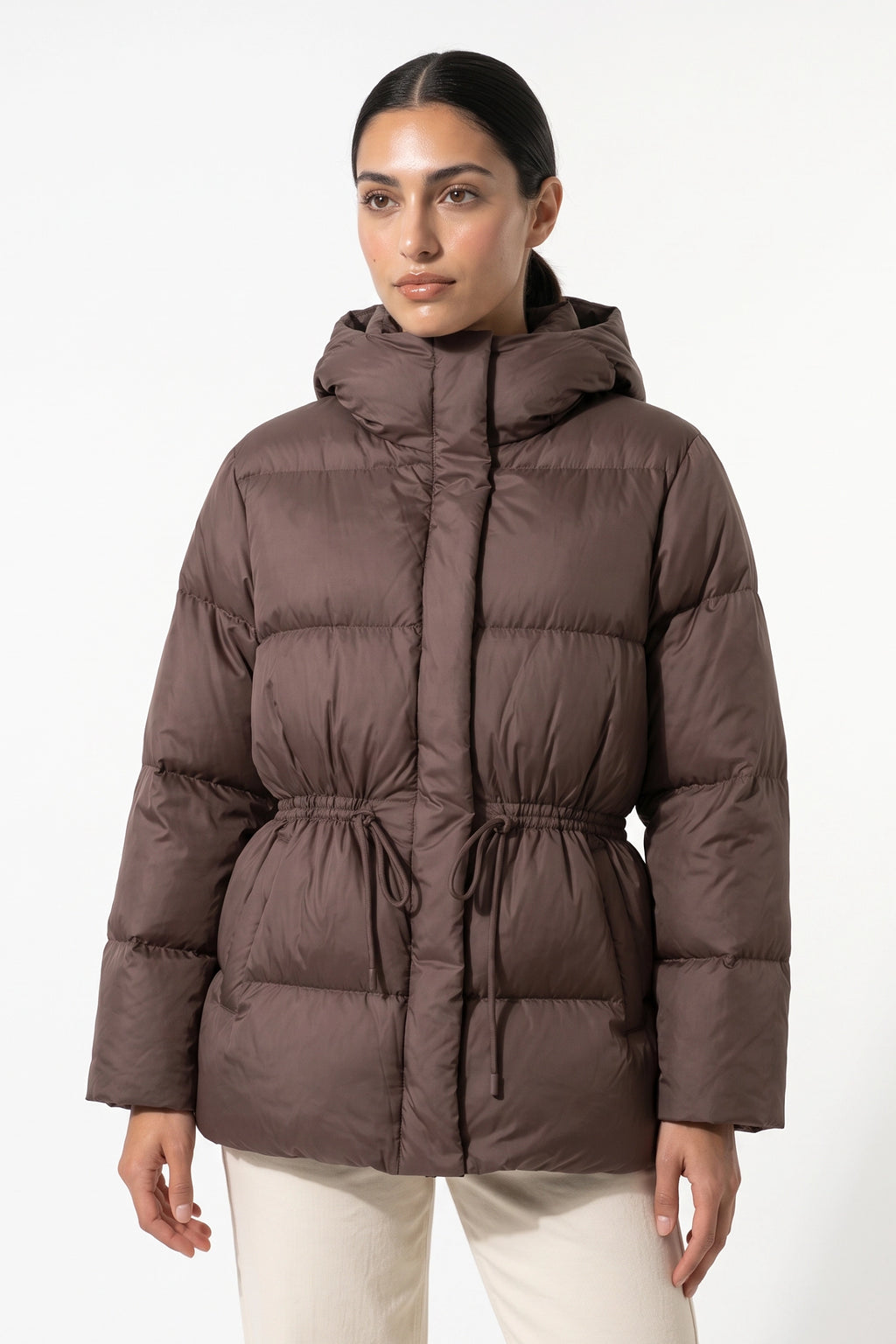 Women's Winter Warm Puffer Jacket with Adjustable Drawstring Waist