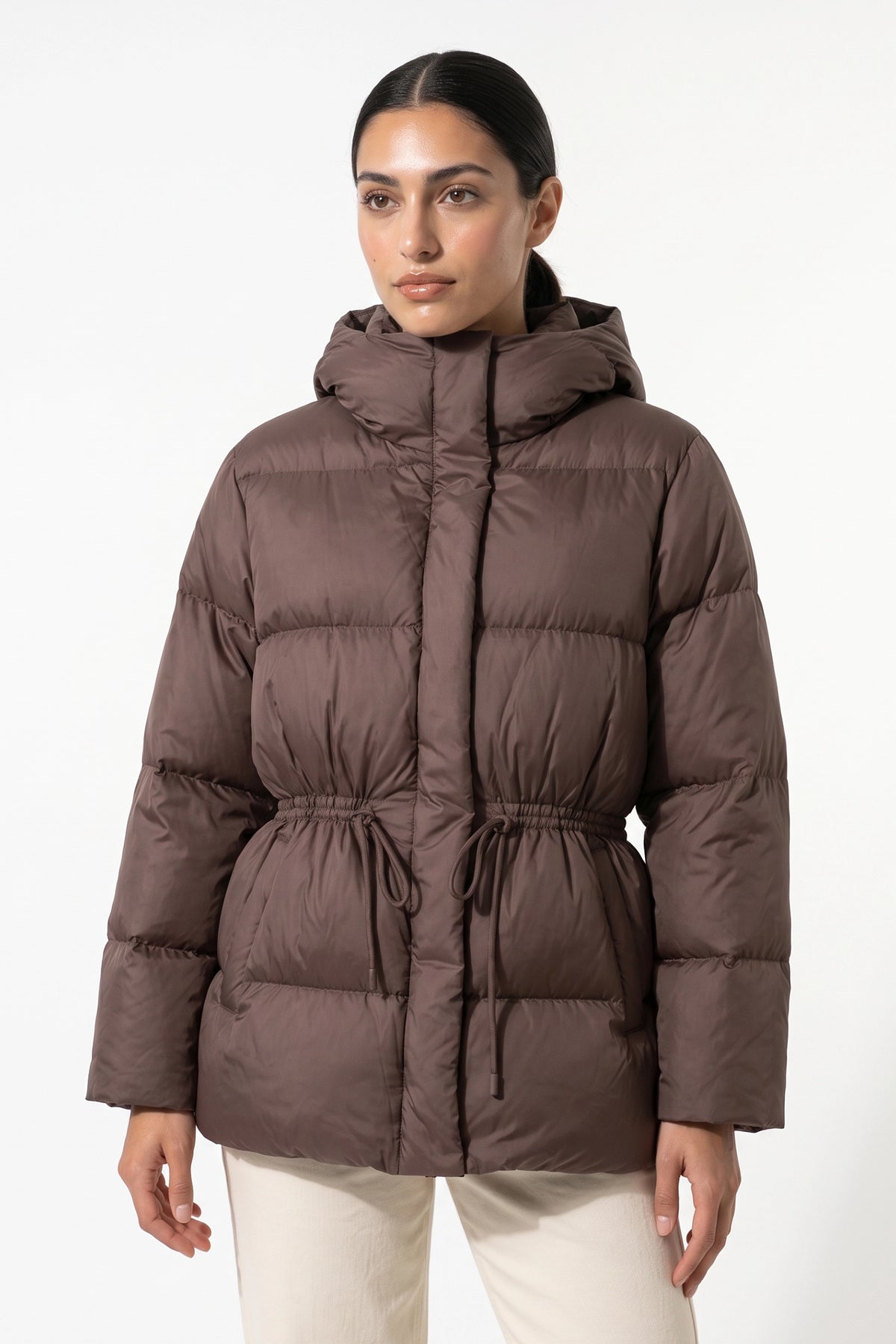 Women's Winter Warm Puffer Jacket with Adjustable Drawstring Waist
